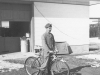Bob Davisson in front of the Supply Section trying out the Schwinn that Ken Gedamke's dad shipped to him from Milwaukee, Wisconsin - April 1953.